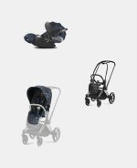Carucior 2 in 1 Parte Sport Carucior Priam Fashion Collections Jewels of Nature + Cadru Carucior pentru Copii Priam Chrome Black + Scoica Auto CLOUD T I-SIZE Jewels of Nature | dark blue Cybex Platinum - imagine 2