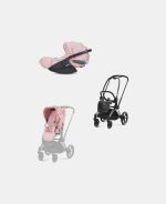 Carucior 2 in 1 Parte Sport Carucior Priam Fashion Collections Pale Blush + Cadru Carucior pentru Copii Priam Chrome Black + Scoica Auto CLOUD T I-SIZE SIMPLY FLOWERS PINK | light pink Cybex Platinum