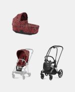 Carucior 2 in 1 Landou PRIAM Lux Rosenrot Red | dark red + Cadru Carucior pentru Copii Priam Chrome Black + Parte Sport Carucior PRIAM Rosenrot Red | dark red Cybex Fashion - imagine 2