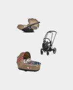 Carucior 2 in 1 Landou Priam Lux pentru căruciorul Priam Design Collaborations One Love | multicolor + Cadru Carucior pentru Copii Priam Chrome Black + Scoica Auto CLOUD T I-SIZE One Love | multicolor Cybex Platinum