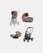 Carucior 3 in 1 Landou Priam Lux pentru căruciorul Priam Design Collaborations One Love | multicolor + Cadru Carucior pentru Copii Priam Chrome Black + Scoica Auto CLOUD T I-SIZE One Love | multicolor + Parte Sport Carucior Priam Design Collaborations One Love Cybex Fashion