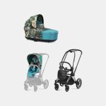 Carucior 2 in 1 Landou Priam Lux pentru căruciorul Priam Design Collaborations We The Best | mid turquoise + Cadru Carucior pentru Copii Priam Chrome Black + Parte Sport Carucior Priam Design Collaborations We The Best Cybex Fashion