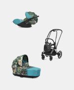 Carucior 2 in 1 Landou Priam Lux pentru căruciorul Priam Design Collaborations We The Best | mid turquoise + Cadru Carucior pentru Copii Priam Chrome Black + Scoica Auto CLOUD T I-SIZE WE THE BEST BLUE | mid turquoise Cybex Platinum - imagine 2