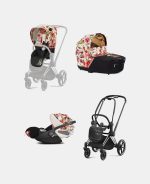 Carucior 3 in 1 Landou Priam Lux pentru căruciorul Priam Fashion Collections Spring Blossom Light + Cadru Carucior pentru Copii Priam Chrome Black + Scoica Auto CLOUD T I-SIZE Spring Blossom Light | light beige + Parte Sport Carucior Priam Fashion Collections Spring Blossom Light Beige Cybex Fashion - imagine 2