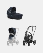 Carucior 2 in 1 Landou Priam Lux pentru căruciorul Priam Fashion Collections Jewels of Nature | dark blue + Cadru Carucior pentru Copii Priam Chrome Black + Parte Sport Carucior Priam Fashion Collections Jewels of Nature Dark Blue Cybex Fashion - imagine 2