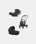 Carucior 2 in 1 Landou Priam Lux pentru căruciorul Priam Fashion Collections Jewels of Nature | dark blue + Cadru Carucior pentru Copii Priam Chrome Black + Scoica Auto CLOUD T I-SIZE Jewels of Nature | dark blue Cybex Platinum