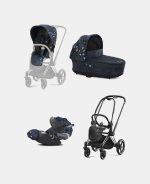Carucior 3 in 1 Landou Priam Lux pentru căruciorul Priam Fashion Collections Jewels of Nature | dark blue + Cadru Carucior pentru Copii Priam Chrome Black + Scoica Auto CLOUD T I-SIZE Jewels of Nature | dark blue + Parte Sport Carucior Priam Fashion Collections Jewels of Nature Dark Blue Cybex Fashion - imagine 2