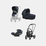 Carucior 3 in 1 Landou Priam Lux pentru căruciorul Priam Fashion Collections Jewels of Nature | dark blue + Cadru Carucior pentru Copii Priam Chrome Black + Scoica Auto CLOUD T I-SIZE Jewels of Nature | dark blue + Parte Sport Carucior Priam Fashion Collections Jewels of Nature Dark Blue Cybex Fashion