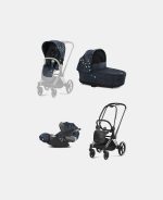 Carucior 3 in 1 Landou Priam Lux pentru căruciorul Priam Fashion Collections Jewels of Nature | dark blue + Cadru Carucior pentru Copii Priam Chrome Black + Scoica Auto CLOUD T I-SIZE Jewels of Nature | dark blue + Parte Sport Carucior Priam Fashion Collections Jewels of Nature Dark Blue Cybex Fashion