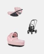 Carucior 2 in 1 Landou Priam Lux pentru căruciorul Priam Fashion Collections Pale Blush + Cadru Carucior pentru Copii Priam Chrome Black + Scoica Auto CLOUD T I-SIZE SIMPLY FLOWERS PINK | light pink Cybex Platinum - imagine 2