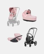 Carucior 3 in 1 Landou Priam Lux pentru căruciorul Priam Fashion Collections Pale Blush + Cadru Carucior pentru Copii Priam Chrome Black + Scoica Auto CLOUD T I-SIZE SIMPLY FLOWERS PINK | light pink + Parte Sport Carucior Priam Fashion Collections Light Pink Cybex Fashion - imagine 2