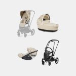Carucior 3 in 1 Landou Priam Lux pentru căruciorul Priam Fashion Collections Nude Beige + Cadru Carucior pentru Copii Priam Chrome Black + Scoica Auto CLOUD T I-SIZE SIMPLY FLOWERS BEIGE | mid beige + Parte Sport Carucior Priam Fashion Collections Nude Beige Cybex Fashion