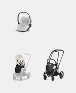 Carucior 2 in 1 Cadru Carucior pentru Copii Priam Chrome Black + Parte Sport Carucior Priam Off White + Scoică Auto pentru Copii Cloud T i-Size Plus Platinum White Cybex Platinum - imagine 2