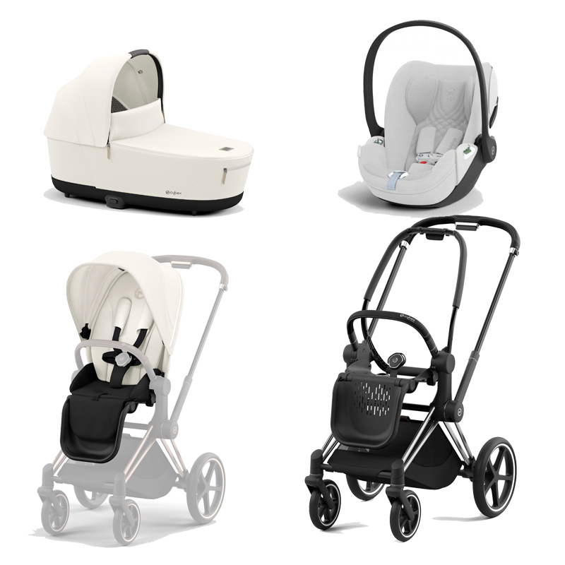 521002325-523000753-523000819-523000244.jpg Carucior 3 in 1 Cadru Carucior pentru Copii Priam Chrome Black + Parte Sport Carucior Priam Off White + Landou PRIAM Lux Off White + Scoică Auto pentru Copii Cloud T i-Size Plus White Cybex Platinum - imagine 1