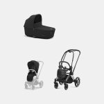 Carucior 2 in 1 Cadru Carucior pentru Copii Priam Chrome Black + Landou PRIAM Lux Sepia Black + Parte Sport Carucior Priam Sepia Black Cybex Platinum