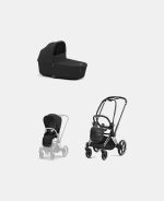Carucior 2 in 1 Cadru Carucior pentru Copii Priam Chrome Black + Landou PRIAM Lux Sepia Black + Parte Sport Carucior Priam Sepia Black Cybex Platinum