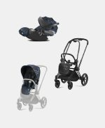 Carucior 2 in 1 Parte Sport Carucior Priam Fashion Collections Jewels of Nature + Cadru Carucior pentru Copii Priam Matt Black + Scoica Auto CLOUD T I-SIZE Jewels of Nature | dark blue Cybex Platinum - imagine 2