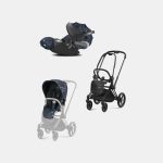 Carucior 2 in 1 Parte Sport Carucior Priam Fashion Collections Jewels of Nature + Cadru Carucior pentru Copii Priam Matt Black + Scoica Auto CLOUD T I-SIZE Jewels of Nature | dark blue Cybex Platinum