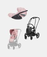 Carucior 2 in 1 Parte Sport Carucior Priam Fashion Collections Pale Blush + Cadru Carucior pentru Copii Priam Matt Black + Scoica Auto CLOUD T I-SIZE SIMPLY FLOWERS PINK | light pink Cybex Platinum - imagine 2