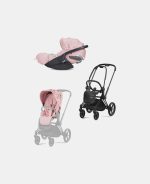 Carucior 2 in 1 Parte Sport Carucior Priam Fashion Collections Pale Blush + Cadru Carucior pentru Copii Priam Matt Black + Scoica Auto CLOUD T I-SIZE SIMPLY FLOWERS PINK | light pink Cybex Platinum