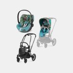 Carucior 2 in 1 Parte Sport Carucior Priam Design Collaborations We The Best + Cadru Carucior pentru Copii Priam Matt Black + Scoica Auto CLOUD T I-SIZE WE THE BEST BLUE | mid turquoise Cybex Platinum