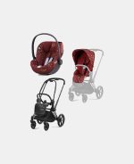 Carucior 2 in 1 Parte Sport Carucior PRIAM Rosenrot Red | dark red + Cadru Carucior pentru Copii Priam Matt Black + Scoica Auto CLOUD T I-SIZE Rosenrot Red | dark red Cybex Platinum