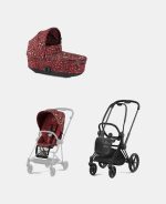Carucior 2 in 1 Landou PRIAM Lux Rosenrot Red | dark red + Cadru Carucior pentru Copii Priam Matt Black + Parte Sport Carucior PRIAM Rosenrot Red | dark red Cybex Fashion - imagine 2