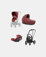 Carucior 3 in 1 Landou PRIAM Lux Rosenrot Red | dark red + Cadru Carucior pentru Copii Priam Matt Black + Scoica Auto CLOUD T I-SIZE Rosenrot Red | dark red + Parte Sport Carucior PRIAM Rosenrot Red | dark red Cybex Fashion