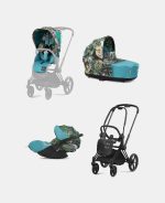 Carucior 3 in 1 Landou Priam Lux pentru căruciorul Priam Design Collaborations We The Best | mid turquoise + Cadru Carucior pentru Copii Priam Matt Black + Scoica Auto CLOUD T I-SIZE WE THE BEST BLUE | mid turquoise + Parte Sport Carucior Priam Design Collaborations We The Best Cybex Fashion - imagine 2