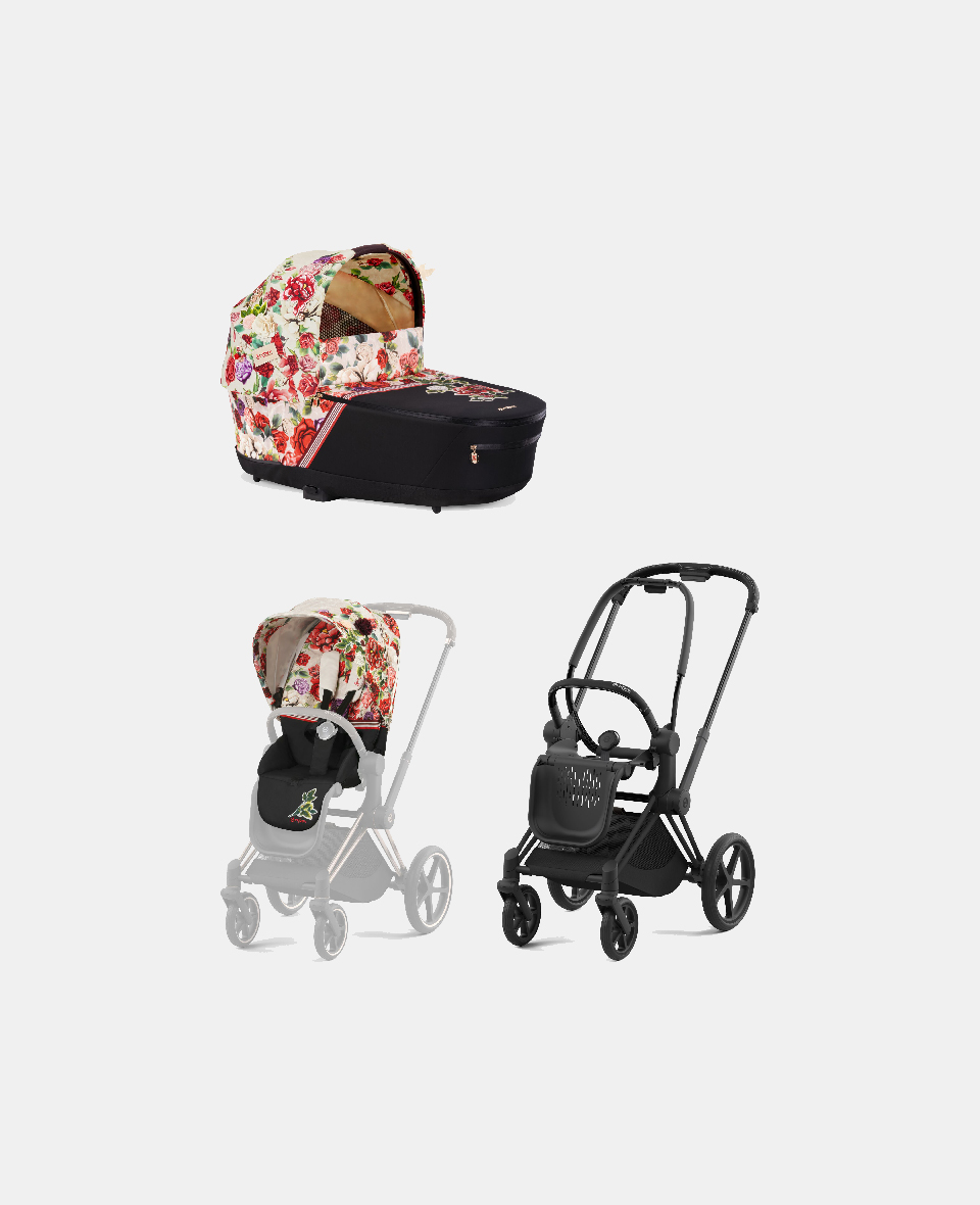 521002331-522000911-521002813.jpg Carucior 2 in 1 Landou Priam Lux pentru căruciorul Priam Fashion Collections Spring Blossom Light + Cadru Carucior pentru Copii Priam Matt Black + Parte Sport Carucior Priam Fashion Collections Spring Blossom Light Beige Cybex Fashion - imagine 1