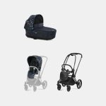 Carucior 2 in 1 Landou Priam Lux pentru căruciorul Priam Fashion Collections Jewels of Nature | dark blue + Cadru Carucior pentru Copii Priam Matt Black + Parte Sport Carucior Priam Fashion Collections Jewels of Nature Dark Blue Cybex Fashion