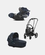 Carucior 2 in 1 Landou Priam Lux pentru căruciorul Priam Fashion Collections Jewels of Nature | dark blue + Cadru Carucior pentru Copii Priam Matt Black + Scoica Auto CLOUD T I-SIZE Jewels of Nature | dark blue Cybex Platinum - imagine 2