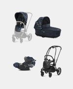 Carucior 3 in 1 Landou Priam Lux pentru căruciorul Priam Fashion Collections Jewels of Nature | dark blue + Cadru Carucior pentru Copii Priam Matt Black + Scoica Auto CLOUD T I-SIZE Jewels of Nature | dark blue + Parte Sport Carucior Priam Fashion Collections Jewels of Nature Dark Blue Cybex Fashion - imagine 2