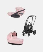 Carucior 2 in 1 Landou Priam Lux pentru căruciorul Priam Fashion Collections Pale Blush + Cadru Carucior pentru Copii Priam Matt Black + Scoica Auto CLOUD T I-SIZE SIMPLY FLOWERS PINK | light pink Cybex Platinum - imagine 2