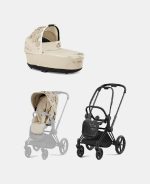 Carucior 2 in 1 Landou Priam Lux pentru căruciorul Priam Fashion Collections Nude Beige + Cadru Carucior pentru Copii Priam Matt Black + Parte Sport Carucior Priam Fashion Collections Nude Beige Cybex Fashion - imagine 2