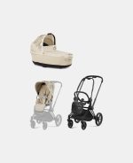 Carucior 2 in 1 Landou Priam Lux pentru căruciorul Priam Fashion Collections Nude Beige + Cadru Carucior pentru Copii Priam Matt Black + Parte Sport Carucior Priam Fashion Collections Nude Beige Cybex Fashion