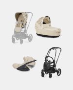 Carucior 3 in 1 Landou Priam Lux pentru căruciorul Priam Fashion Collections Nude Beige + Cadru Carucior pentru Copii Priam Matt Black + Scoica Auto CLOUD T I-SIZE SIMPLY FLOWERS BEIGE | mid beige + Parte Sport Carucior Priam Fashion Collections Nude Beige Cybex Fashion - imagine 2