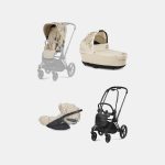 Carucior 3 in 1 Landou Priam Lux pentru căruciorul Priam Fashion Collections Nude Beige + Cadru Carucior pentru Copii Priam Matt Black + Scoica Auto CLOUD T I-SIZE SIMPLY FLOWERS BEIGE | mid beige + Parte Sport Carucior Priam Fashion Collections Nude Beige Cybex Fashion