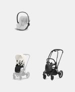 Carucior 2 in 1 Cadru Carucior pentru Copii Priam Matt Black + Parte Sport Carucior Priam Off White + Scoică Auto pentru Copii Cloud T i-Size Plus Platinum White Cybex Platinum - imagine 2