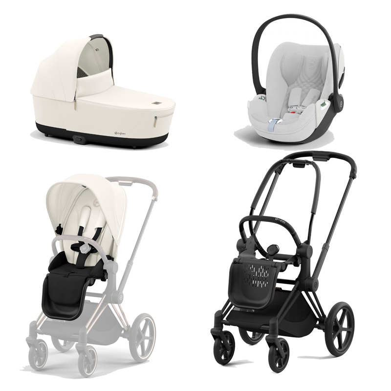 521002331-523000753-523000819-523000244.jpg Carucior 3 in 1 Cadru Carucior pentru Copii Priam Matt Black + Parte Sport Carucior Priam Off White + Landou PRIAM Lux Off White + Scoică Auto pentru Copii Cloud T i-Size Plus White Cybex Platinum - imagine 1