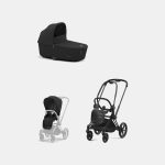 Carucior 2 in 1 Cadru Carucior pentru Copii Priam Matt Black + Landou PRIAM Lux Sepia Black + Parte Sport Carucior Priam Sepia Black Cybex Platinum