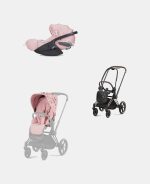 Carucior 2 in 1 Parte Sport Carucior Priam Fashion Collections Pale Blush + Cadru Carucior pentru Copii Priam Rosegold + Scoica Auto CLOUD T I-SIZE SIMPLY FLOWERS PINK | light pink Cybex Platinum - imagine 2