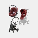 Carucior 2 in 1 Parte Sport Carucior PRIAM Rosenrot Red | dark red + Cadru Carucior pentru Copii Priam Rosegold + Scoica Auto CLOUD T I-SIZE Rosenrot Red | dark red Cybex Platinum