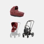 Carucior 2 in 1 Landou PRIAM Lux Rosenrot Red | dark red + Cadru Carucior pentru Copii Priam Rosegold + Parte Sport Carucior PRIAM Rosenrot Red | dark red Cybex Fashion