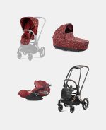 Carucior 3 in 1 Landou PRIAM Lux Rosenrot Red | dark red + Cadru Carucior pentru Copii Priam Rosegold + Scoica Auto CLOUD T I-SIZE + Parte Sport Carucior PRIAM Rosenrot Red | dark red Cybex Fashion - imagine 2
