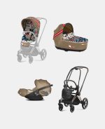 Carucior 3 in 1 Landou Priam Lux pentru căruciorul Priam Design Collaborations One Love | multicolor + Cadru Carucior pentru Copii Priam Rosegold + Scoica Auto CLOUD T I-SIZE One Love | multicolor + Parte Sport Carucior Priam Design Collaborations One Love Cybex Fashion - imagine 2
