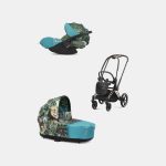Carucior 2 in 1 Landou Priam Lux pentru căruciorul Priam Design Collaborations We The Best | mid turquoise + Cadru Carucior pentru Copii Priam Rosegold + Scoica Auto CLOUD T I-SIZE WE THE BEST BLUE | mid turquoise Cybex Platinum