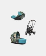 Carucior 2 in 1 Landou Priam Lux pentru căruciorul Priam Design Collaborations We The Best | mid turquoise + Cadru Carucior pentru Copii Priam Rosegold + Scoica Auto CLOUD T I-SIZE WE THE BEST BLUE | mid turquoise Cybex Platinum