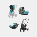 Carucior 3 in 1 Landou Priam Lux pentru căruciorul Priam Design Collaborations We The Best | mid turquoise + Cadru Carucior pentru Copii Priam Rosegold + Scoica Auto CLOUD T I-SIZE WE THE BEST BLUE | mid turquoise + Parte Sport Carucior Priam Design Collaborations We The Best Cybex Fashion