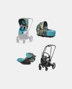Carucior 3 in 1 Landou Priam Lux pentru căruciorul Priam Design Collaborations We The Best | mid turquoise + Cadru Carucior pentru Copii Priam Rosegold + Scoica Auto CLOUD T I-SIZE WE THE BEST BLUE | mid turquoise + Parte Sport Carucior Priam Design Collaborations We The Best Cybex Fashion